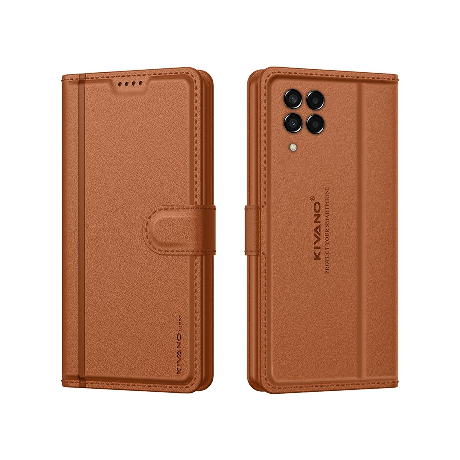 Leather Wallet Case for Samsung Galaxy M33 5G ?Stylish Flip Folio Cover with Card Holder, Stand -KIVANO LUXE - Aibex